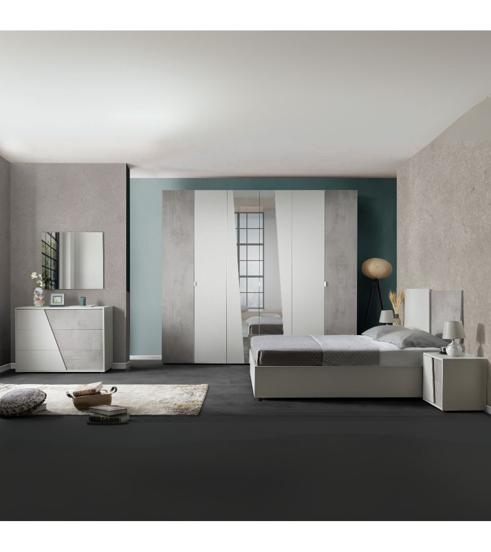 Camera da letto Fadri colore grigio ghiaccio e ossido grigio scuro