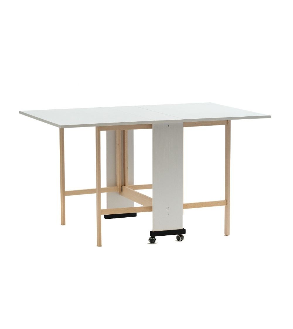 Tavolo salvaspazio Trio pieghevole 140x90x78 cm colore bianco frassinato