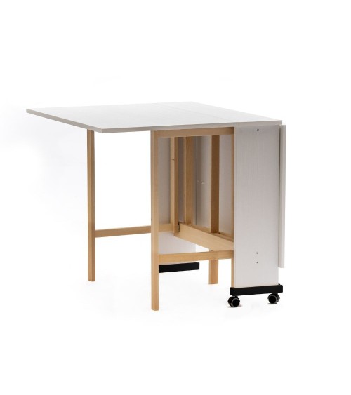 Tavolo salvaspazio Trio pieghevole 140x90x78 cm colore bianco frassinato