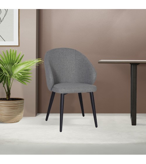 Sedia Patya in tessuto Nordic 16 grigio cenere e gambe nere set 2 pezzi