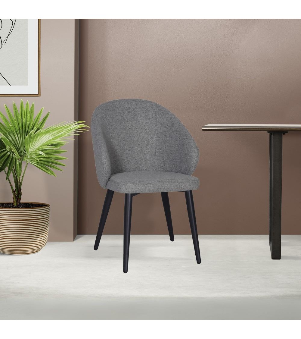 Sedia Patya in tessuto Nordic 16 grigio cenere e gambe nere set 2 pezzi