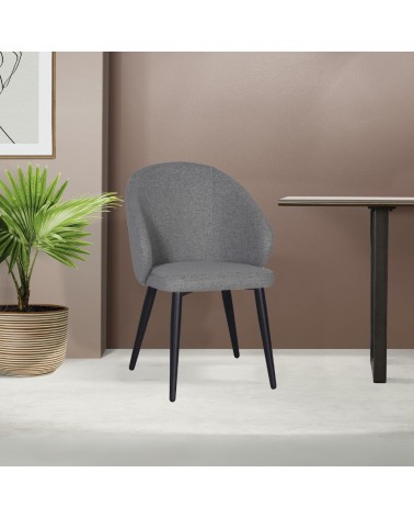 Sedia Patya in tessuto Nordic 16 grigio cenere e gambe nere set 2 pezzi