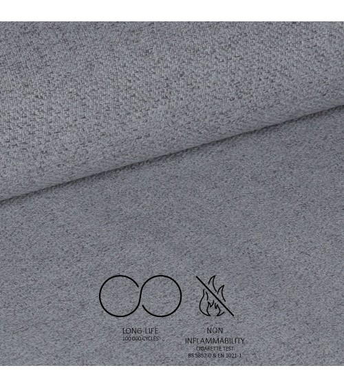 Sedia Patya in tessuto Nordic 16 grigio cenere e gambe nere set 2 pezzi