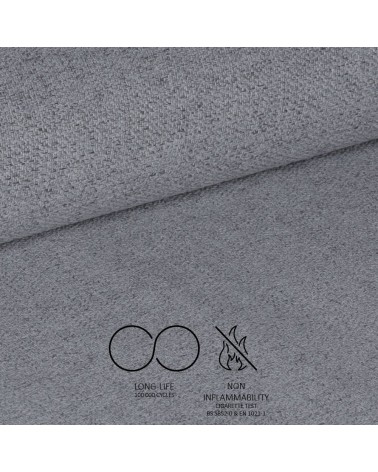 Sedia Patya in tessuto Nordic 16 grigio cenere e gambe nere set 2 pezzi