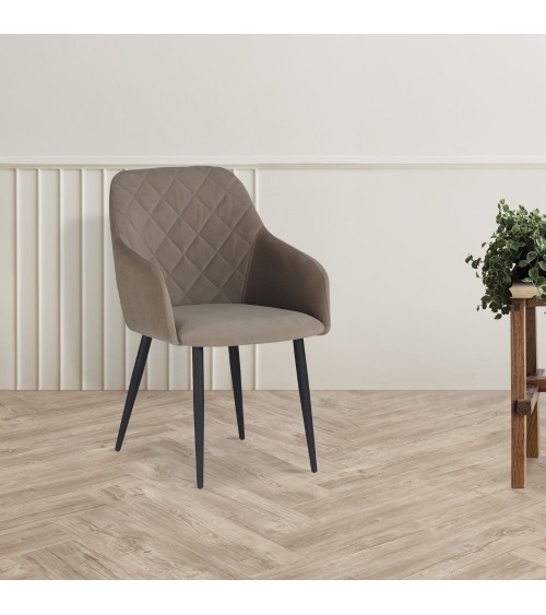 Sedia Rarra in tessuto Anka 06 tortora e gambe nere set 2 pezzi