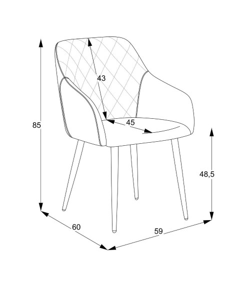 Sedia Rarra in tessuto Anka 06 tortora e gambe nere set 2 pezzi