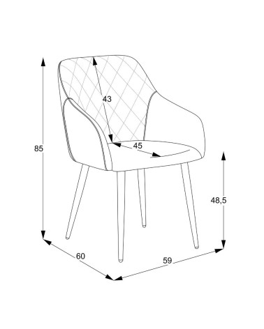 Sedia Rarra in tessuto Anka 06 tortora e gambe nere set 2 pezzi
