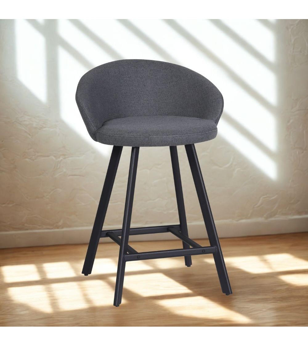 Sgabello Saki in tessuto Nordic 15 grigio con gambe nere