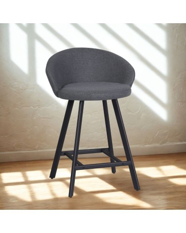 Sgabello Saki in tessuto Nordic 15 grigio con gambe nere