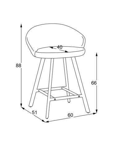 Sgabello Saki in tessuto Nordic 15 grigio con gambe nere
