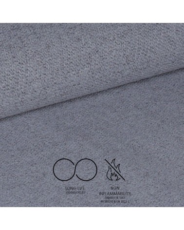 Sgabello Saki in tessuto Nordic 15 grigio con gambe nere