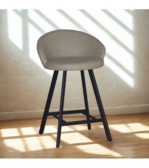 Sgabello Saki in nabuk Uras 02 tortora con gambe nere
