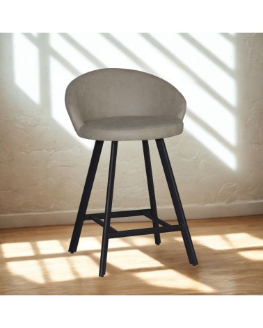 Sgabello Saki in nabuk Uras 02 tortora con gambe nere