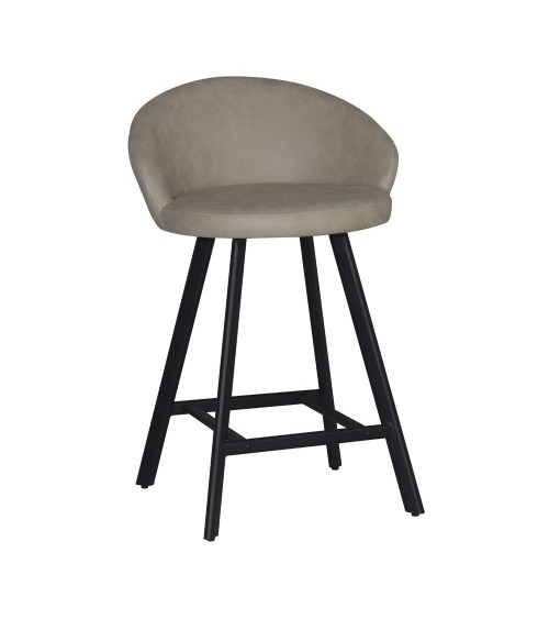 Sgabello Saki in nabuk Uras 02 tortora con gambe nere