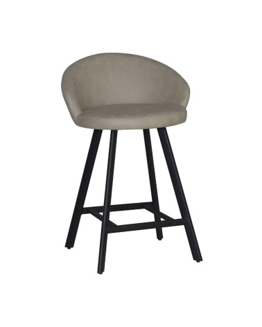 Sgabello Saki in nabuk Uras 02 tortora con gambe nere