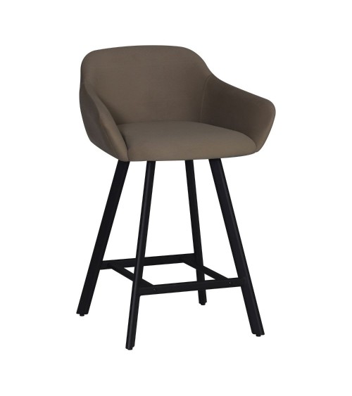 Sgabello Mey in tessuto Anka 06 tortora con gambe in metallo nere