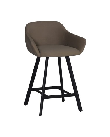 Sgabello Mey in tessuto Anka 06 tortora con gambe in metallo nere