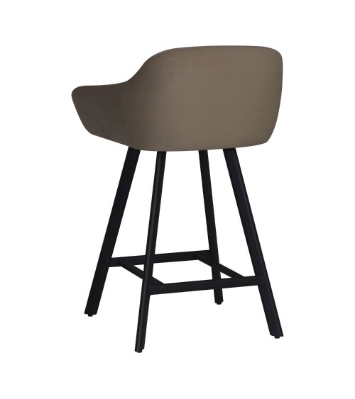 Sgabello Mey in tessuto Anka 06 tortora con gambe in metallo nere