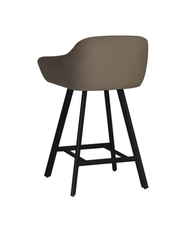 Sgabello Mey in tessuto Anka 06 tortora con gambe in metallo nere