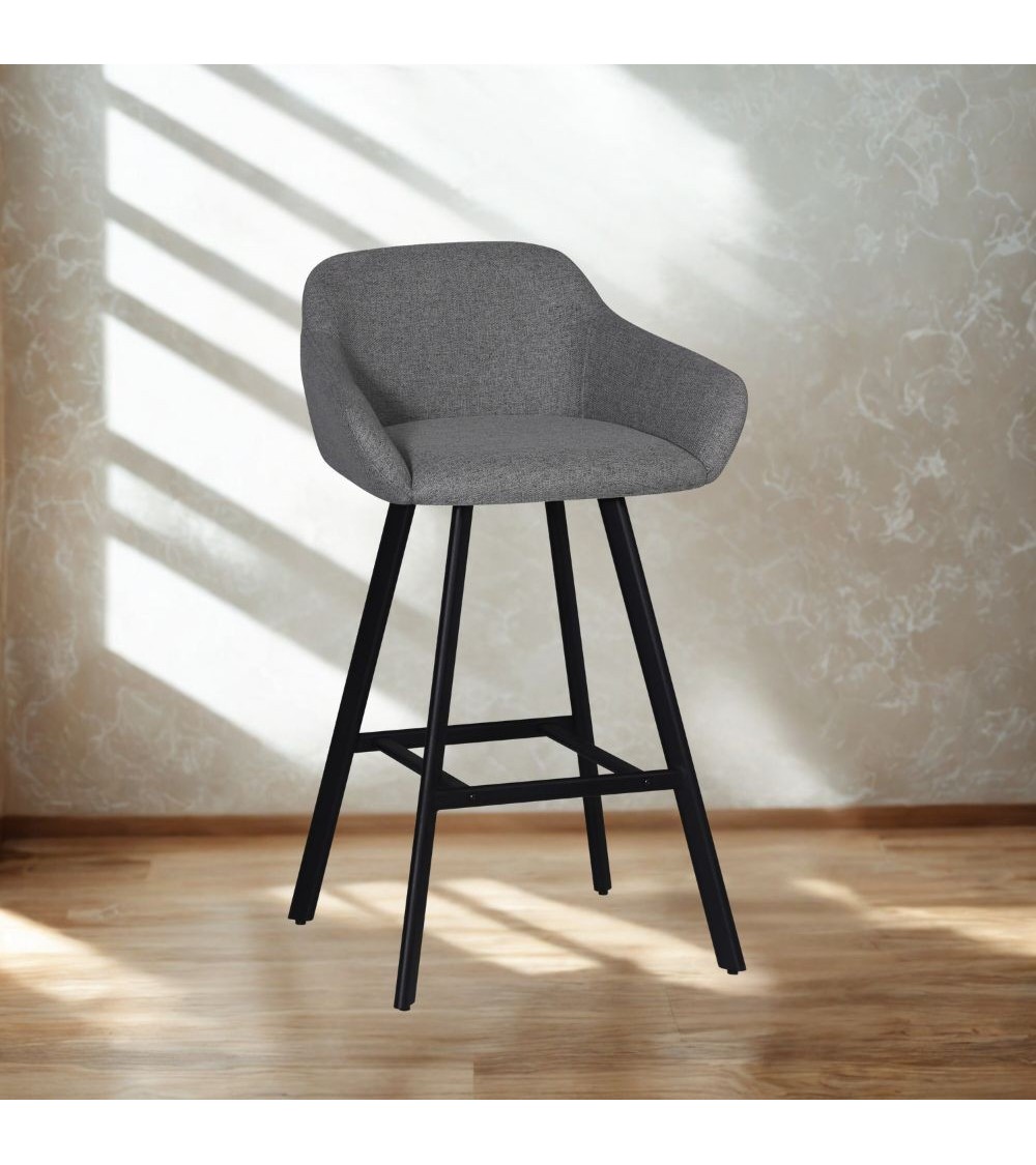 Sgabello Mey in tessuto Nordic 16 grigio cenere con gambe in metallo nere