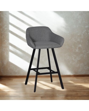 Sgabello Mey in tessuto Nordic 16 grigio cenere con gambe in metallo nere
