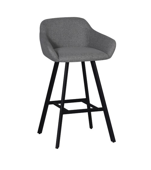 Sgabello Mey in tessuto Nordic 16 grigio cenere con gambe in metallo nere