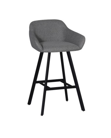Sgabello Mey in tessuto Nordic 16 grigio cenere con gambe in metallo nere