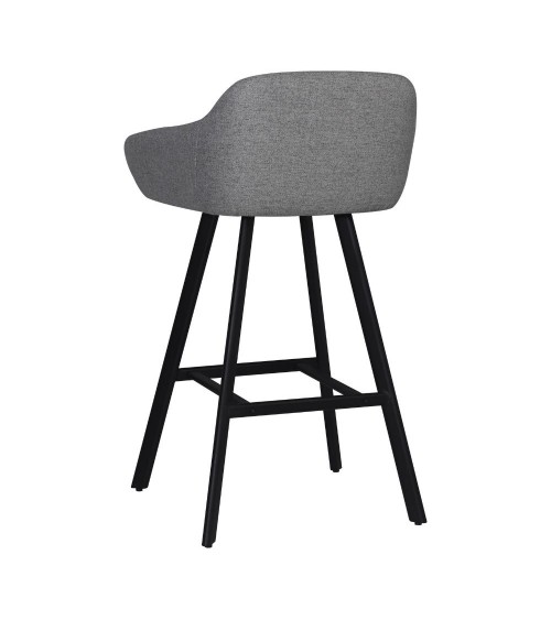 Sgabello Mey in tessuto Nordic 16 grigio cenere con gambe in metallo nere