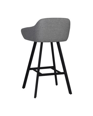Sgabello Mey in tessuto Nordic 16 grigio cenere con gambe in metallo nere