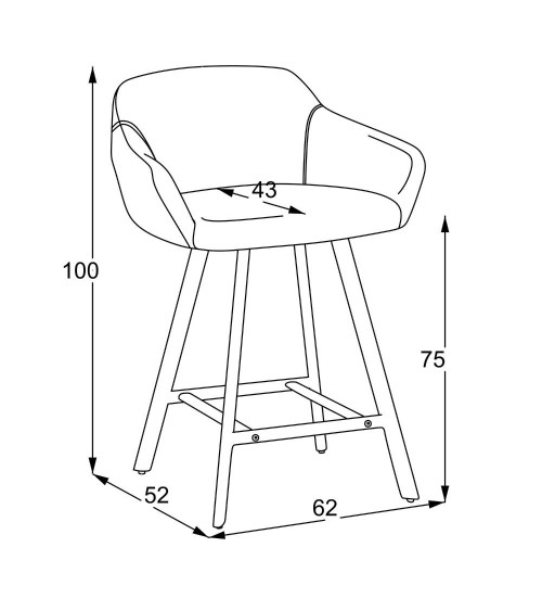 Sgabello Mey in tessuto Nordic 16 grigio cenere con gambe in metallo nere