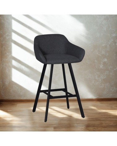 Sgabello Mey in tessuto Nordic 18 grigio scuro con gambe in metallo nere