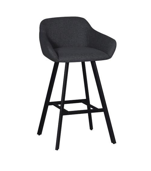 Sgabello Mey in tessuto Nordic 18 grigio scuro con gambe in metallo nere