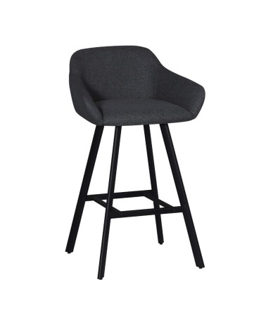 Sgabello Mey in tessuto Nordic 18 grigio scuro con gambe in metallo nere