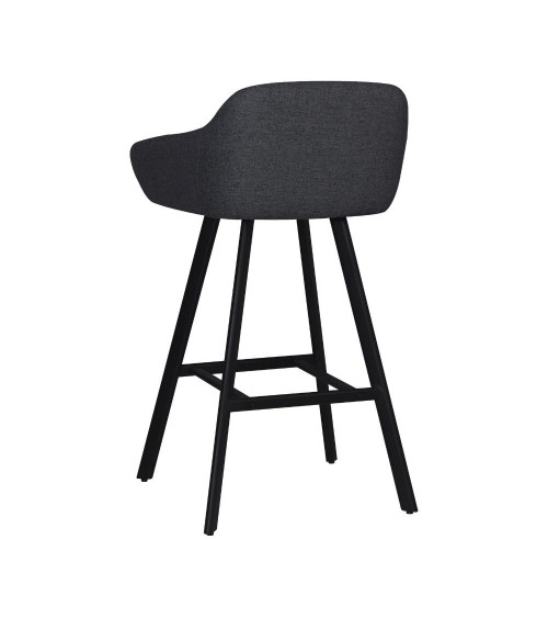 Sgabello Mey in tessuto Nordic 18 grigio scuro con gambe in metallo nere
