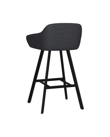 Sgabello Mey in tessuto Nordic 18 grigio scuro con gambe in metallo nere