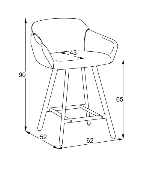 Sgabello Mey in tessuto Nordic 18 grigio scuro con gambe in metallo nere