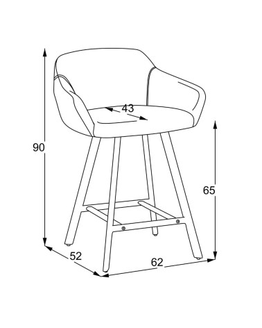 Sgabello Mey in tessuto Nordic 18 grigio scuro con gambe in metallo nere
