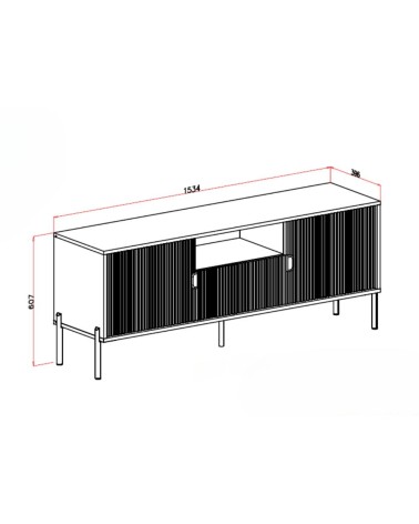 Porta tv Lotus 2 ante effetto cannettato colore cashmere con piedi e maniglie nere