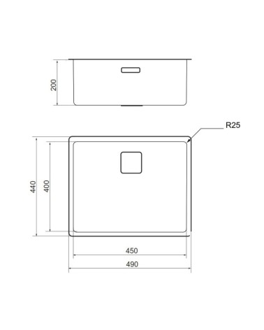 Lavello filotop Vasca45 foro quadro inox