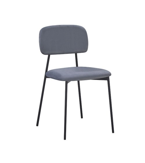 Sedia Shen in vellutino colore grigio e struttura in metallo nero set 4 pezzi