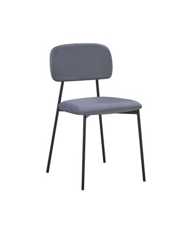 Sedia Shen in vellutino colore grigio e struttura in metallo nero set 4 pezzi
