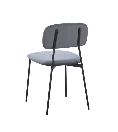 Sedia Shen in vellutino colore grigio e struttura in metallo nero set 4 pezzi
