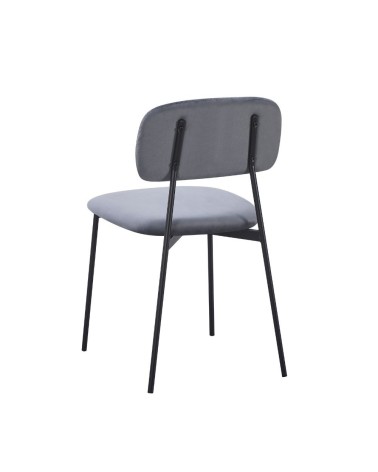 Sedia Shen in vellutino colore grigio e struttura in metallo nero set 4 pezzi