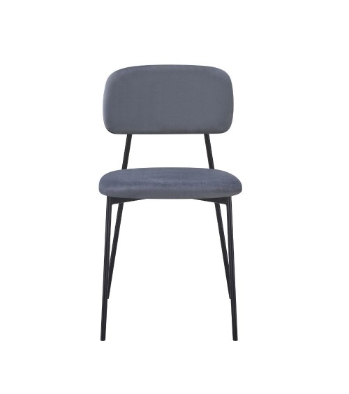 Sedia Shen in vellutino colore grigio e struttura in metallo nero set 4 pezzi