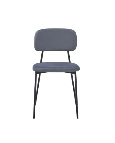 Sedia Shen in vellutino colore grigio e struttura in metallo nero set 4 pezzi