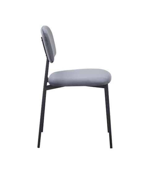 Sedia Shen in vellutino colore grigio e struttura in metallo nero set 4 pezzi