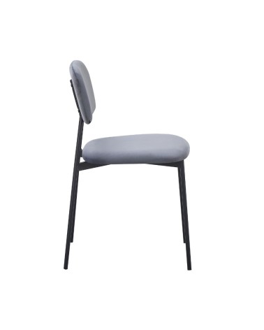 Sedia Shen in vellutino colore grigio e struttura in metallo nero set 4 pezzi