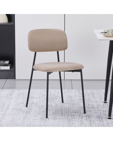 Sedia Shen in vellutino colore taupe e struttura in metallo nero set 4 pezzi
