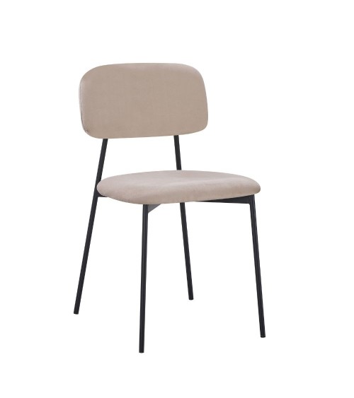 Sedia Shen in vellutino colore taupe e struttura in metallo nero set 4 pezzi