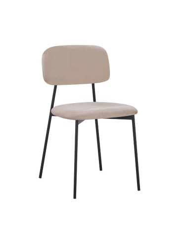 Sedia Shen in vellutino colore taupe e struttura in metallo nero set 4 pezzi